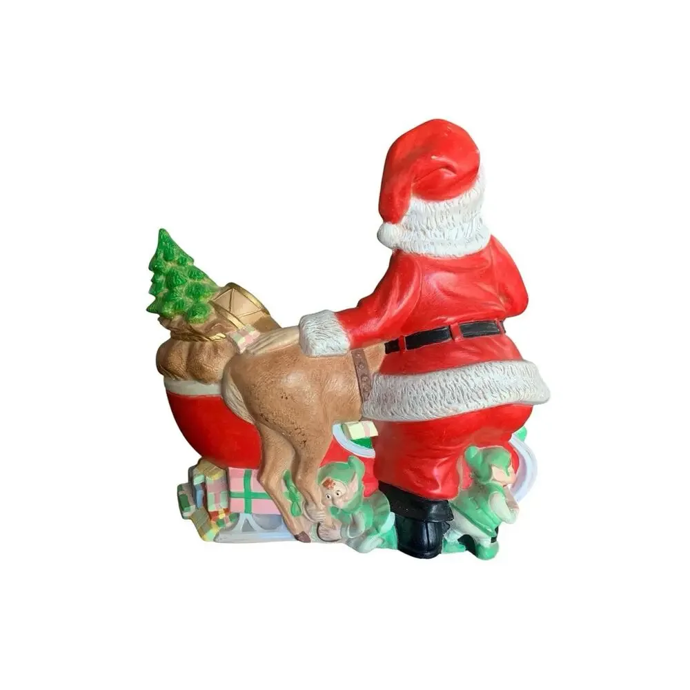 Santa Claus Sleigh Christmas Figurine Holiday Tabletop Decor Ceramic Vintage‎